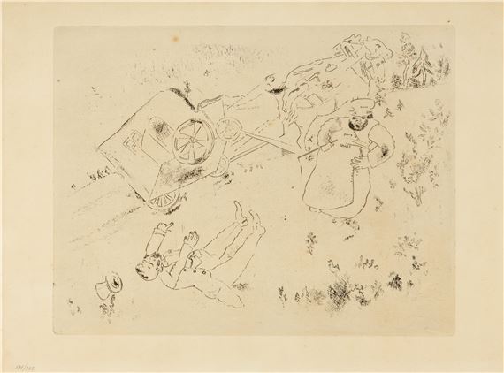 La Britchka s'est renversée (Tafel XIV aus: Les Âmes Mortes by Marc Chagall, 1948