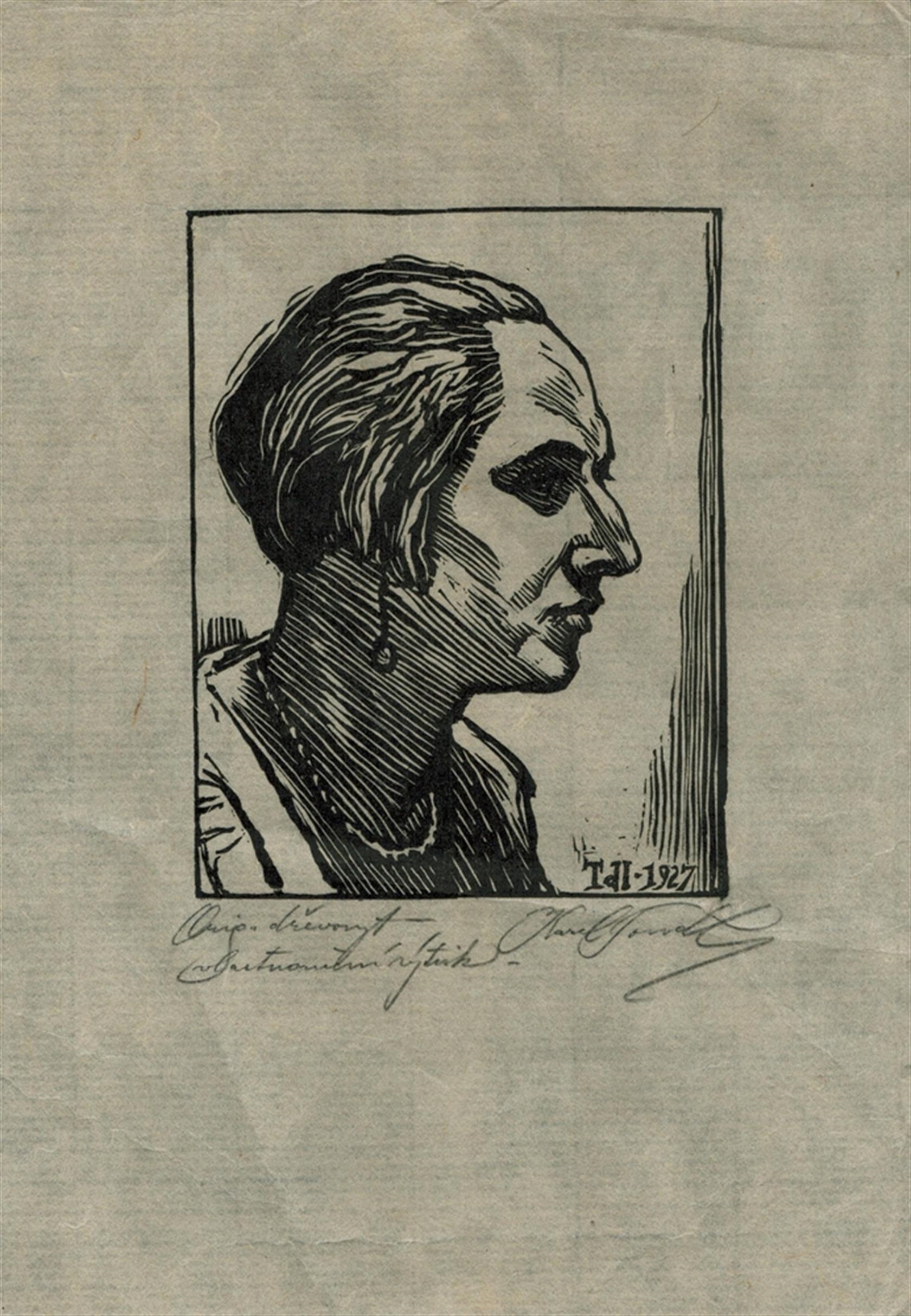 Artwork by Karel Tondl, Portrét, Made of DåEvoryt Na Kartonu