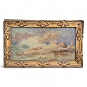 Nu féminin étendue dans les nuées auprès des anges - Guillaume Seignac