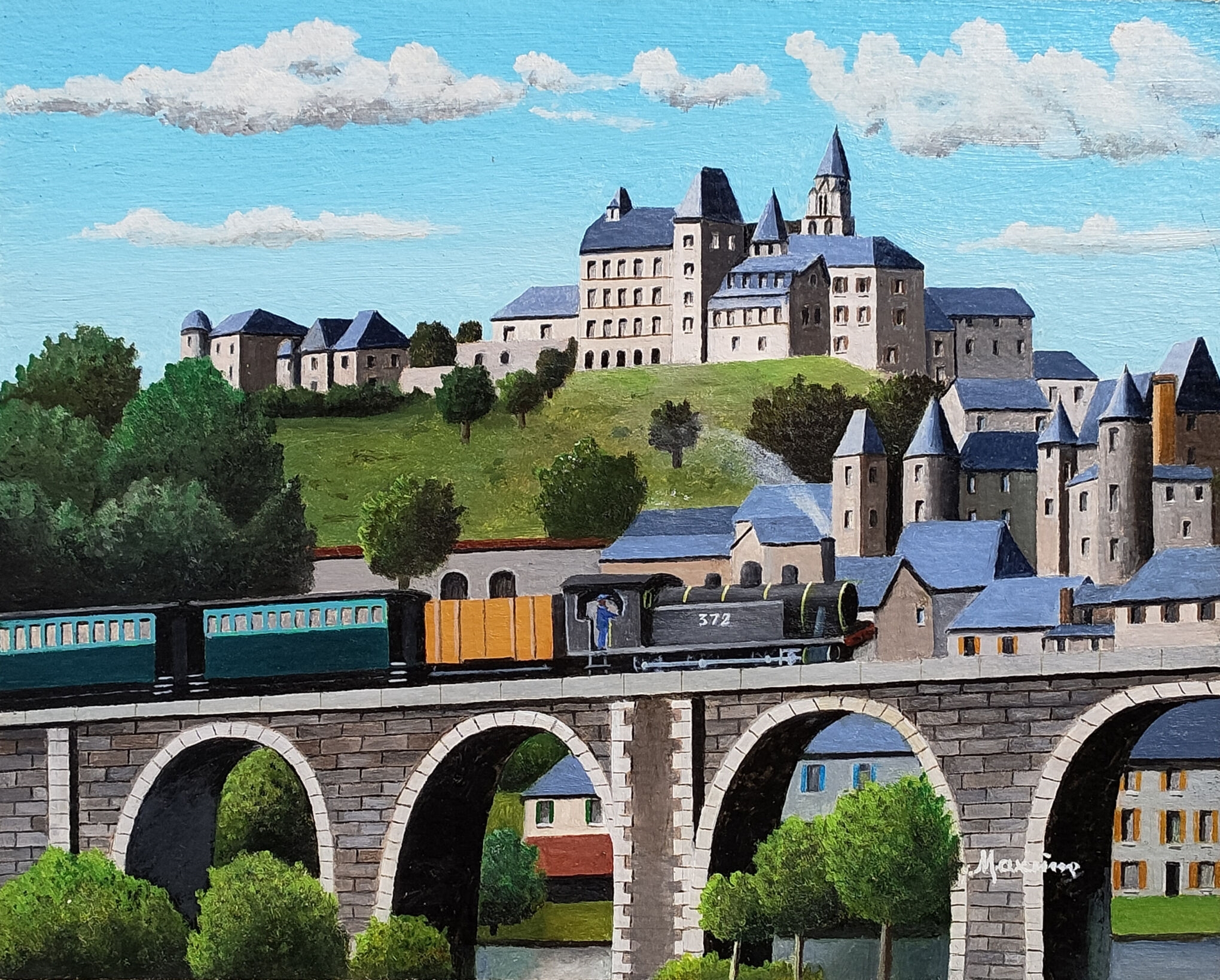 Artwork by Maxime Voyet, train touristique, Made of oil on isorel
