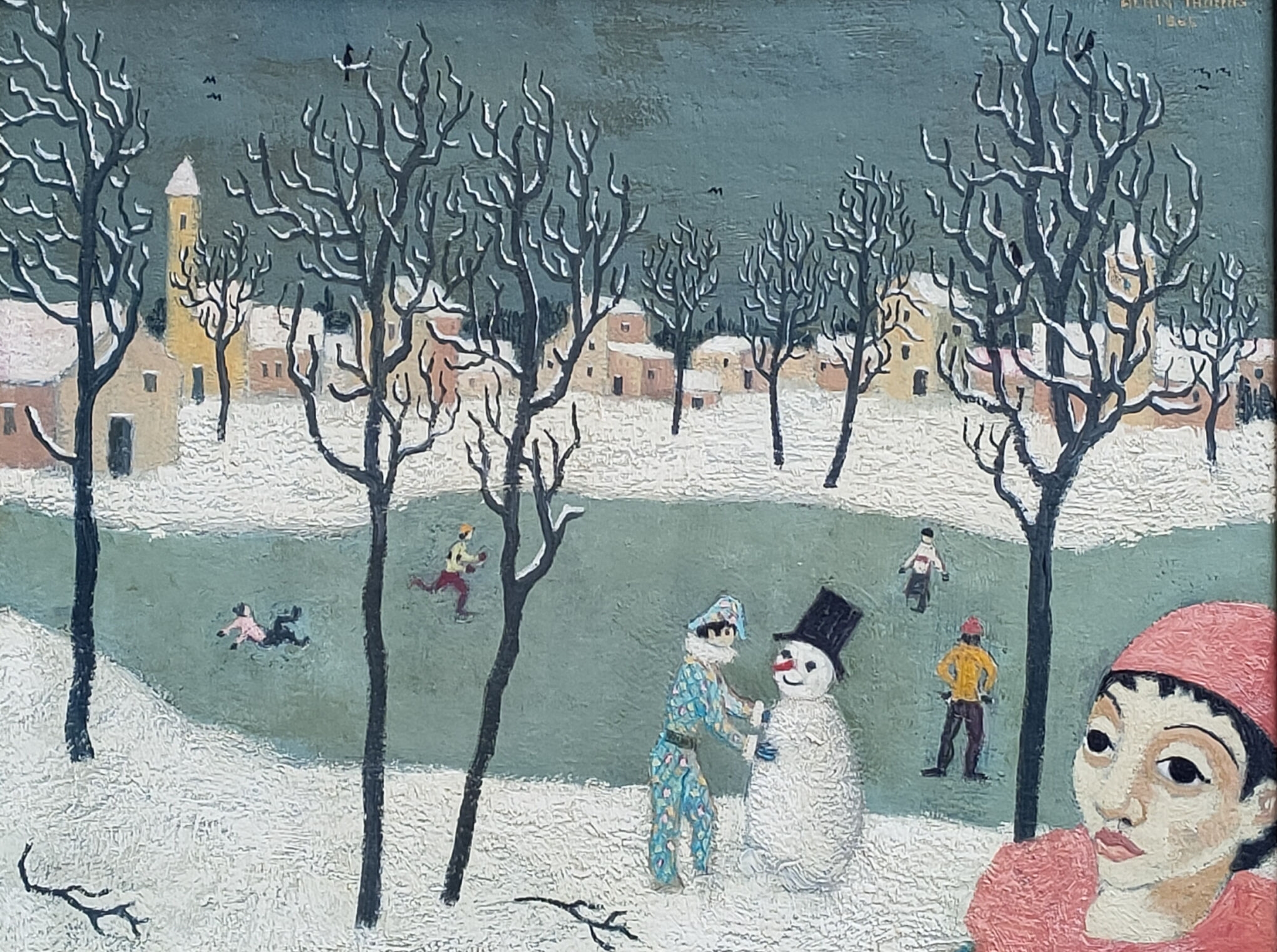 Artwork by Alain Thomas, Les patineurs, Made of oil on isorel