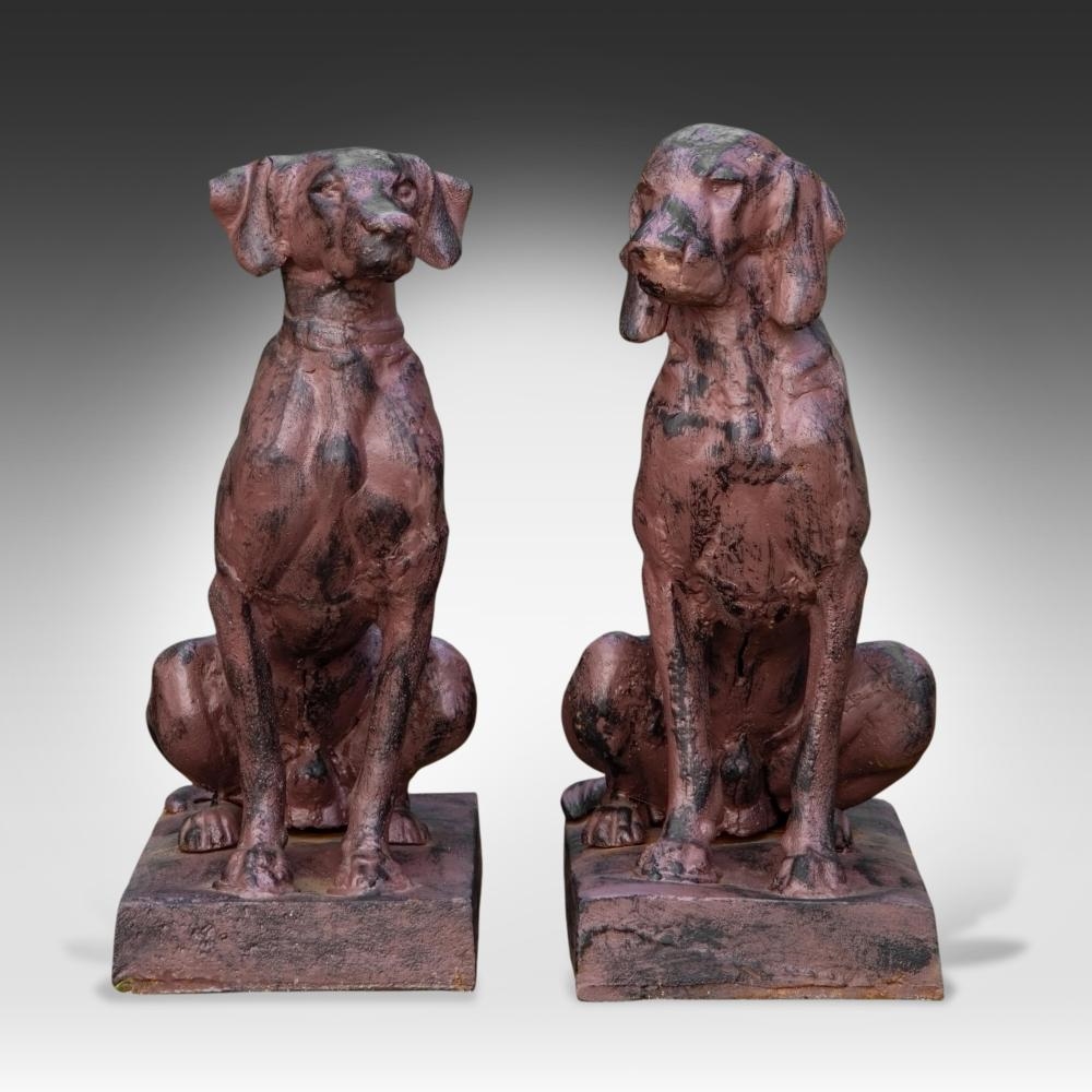 Alfred Jacquemart | A pair of cast iron garden sculptures of seated ...