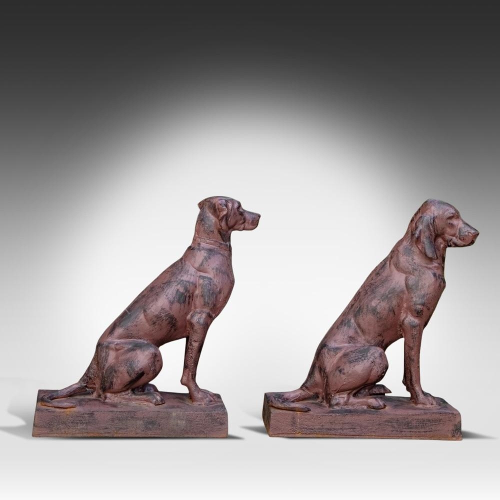 Alfred Jacquemart | A pair of cast iron garden sculptures of seated ...