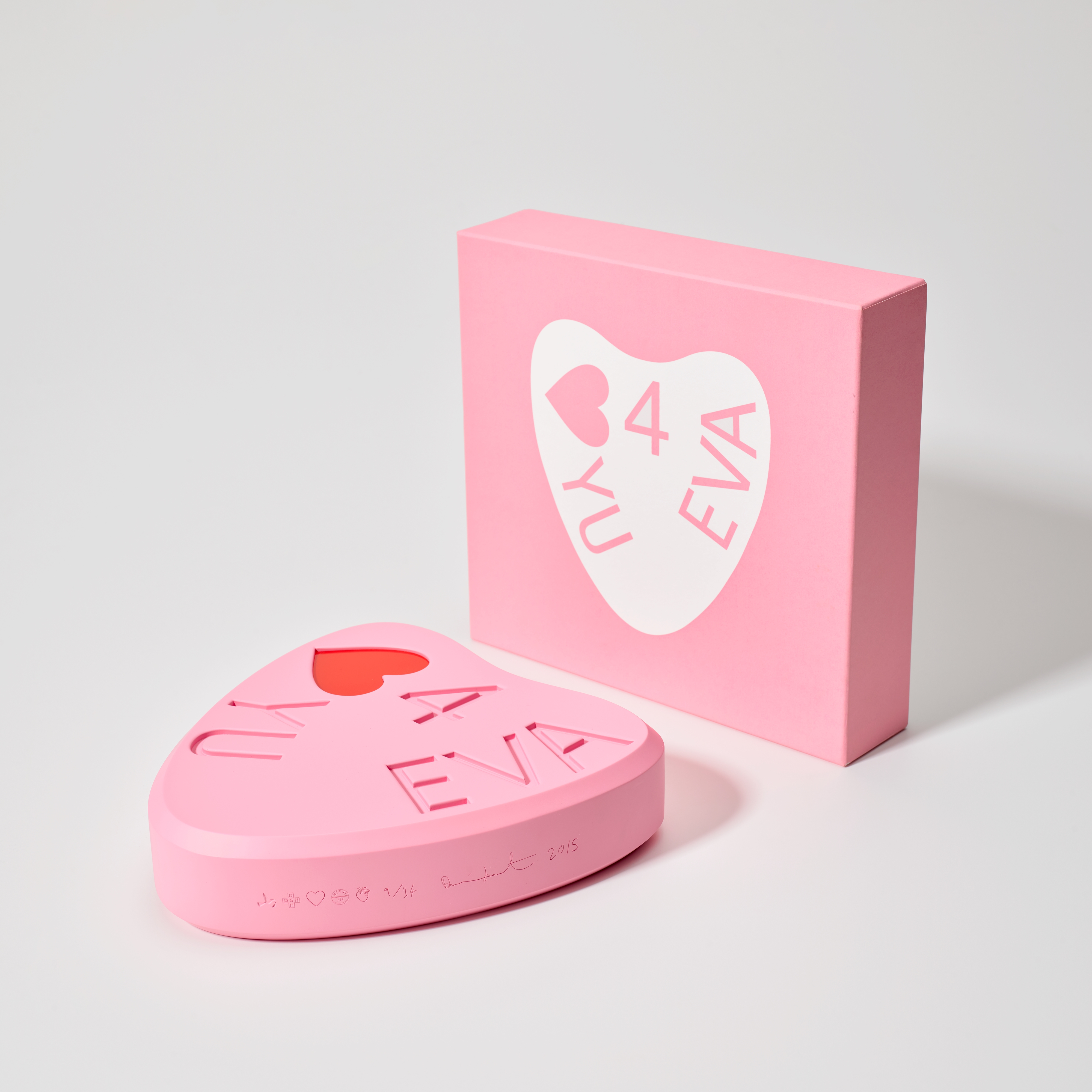 Artwork by Damien Hirst, YU 4 EVA (pink), from Love, Made of polyurethane resin