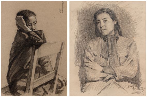Two works: (i) Little Boy; & (ii) Portrait of Quan Zhenghuan - Jin Shangyi