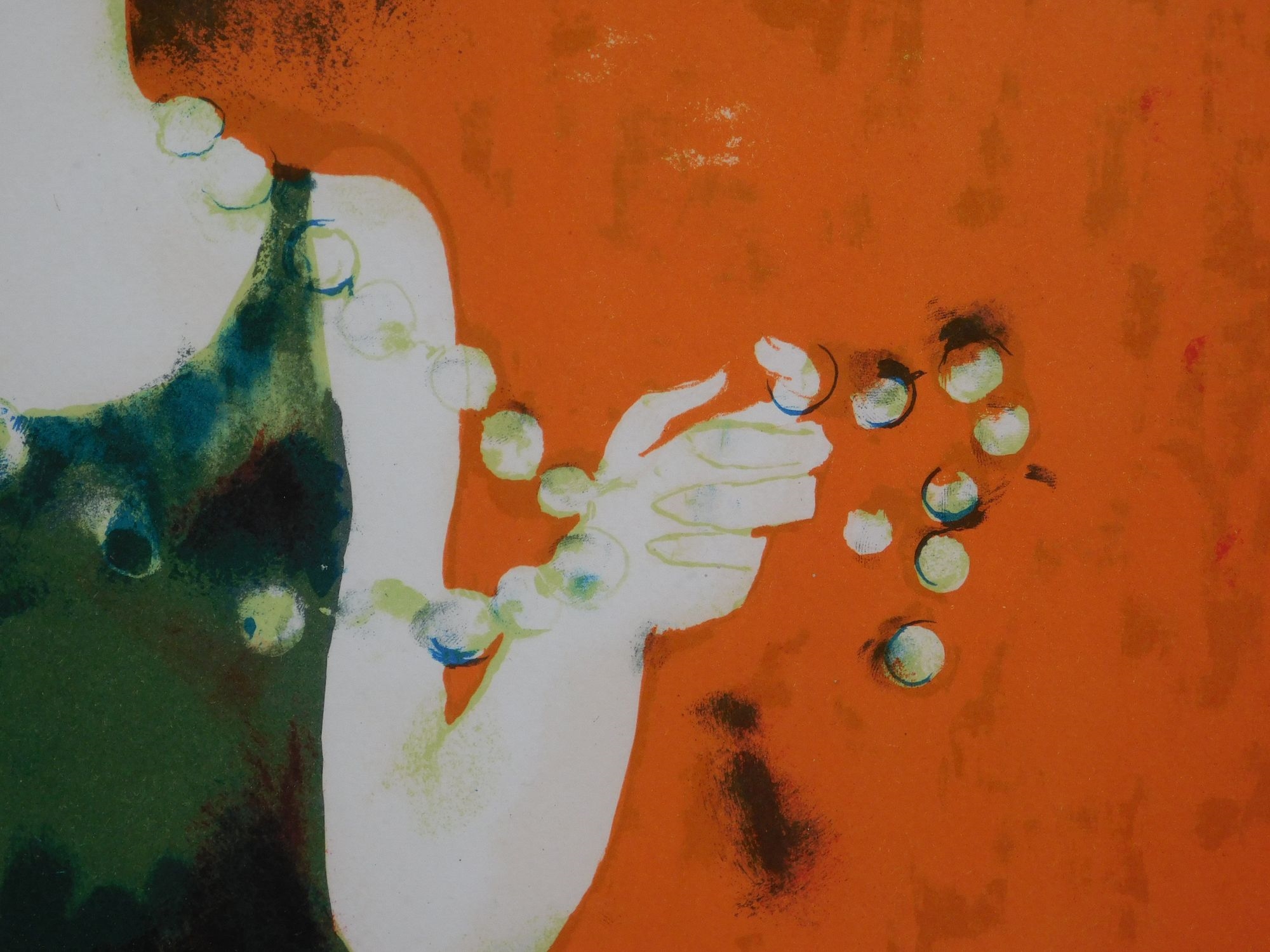 Artwork by Ramón Aguillar Moré, Woman with a Pearl Necklace, Made of Lithograph On Archival Paper