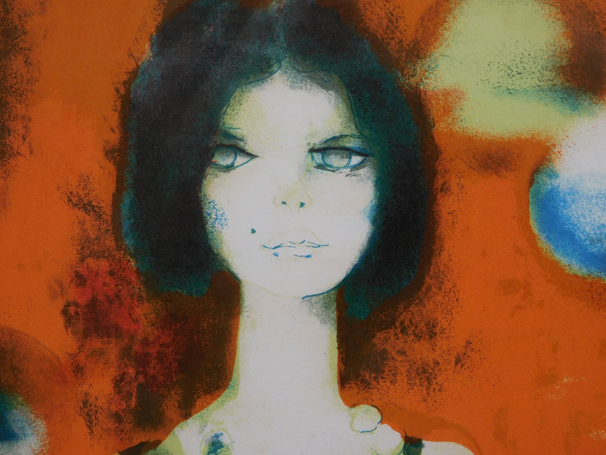 Artwork by Ramón Aguillar Moré, Woman with a Pearl Necklace, Made of Lithograph On Archival Paper
