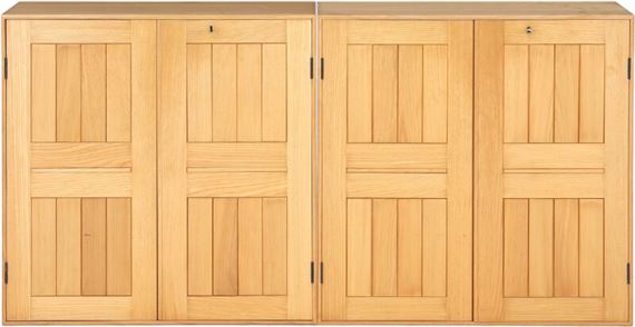 A pair of solid elm cabinets