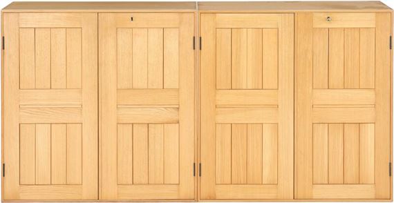 A pair of solid elm cabinets