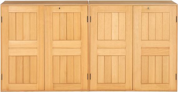 A pair of solid elm cabinets