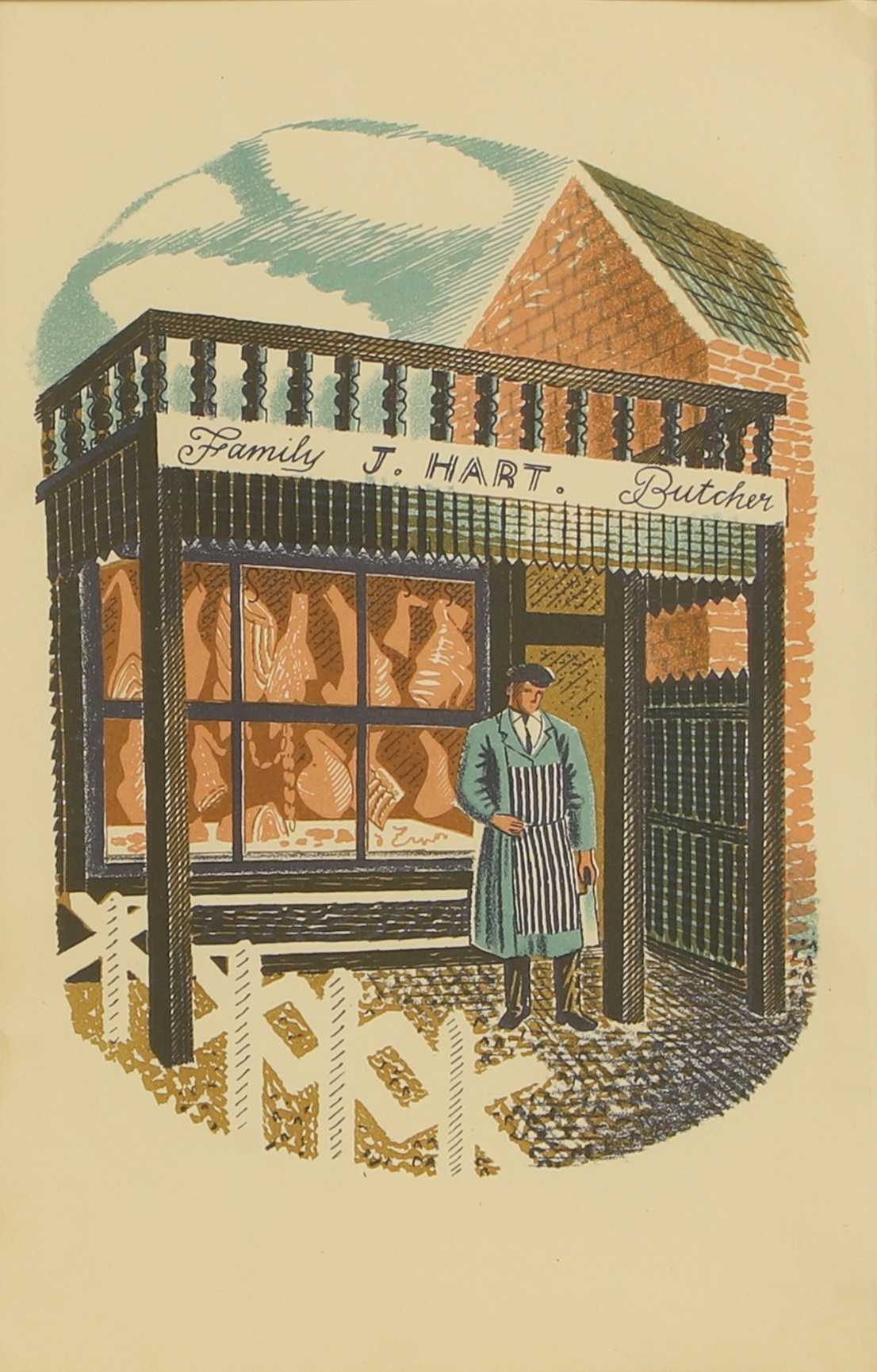 Eric Ravilious | Family Butcher (1938) | MutualArt