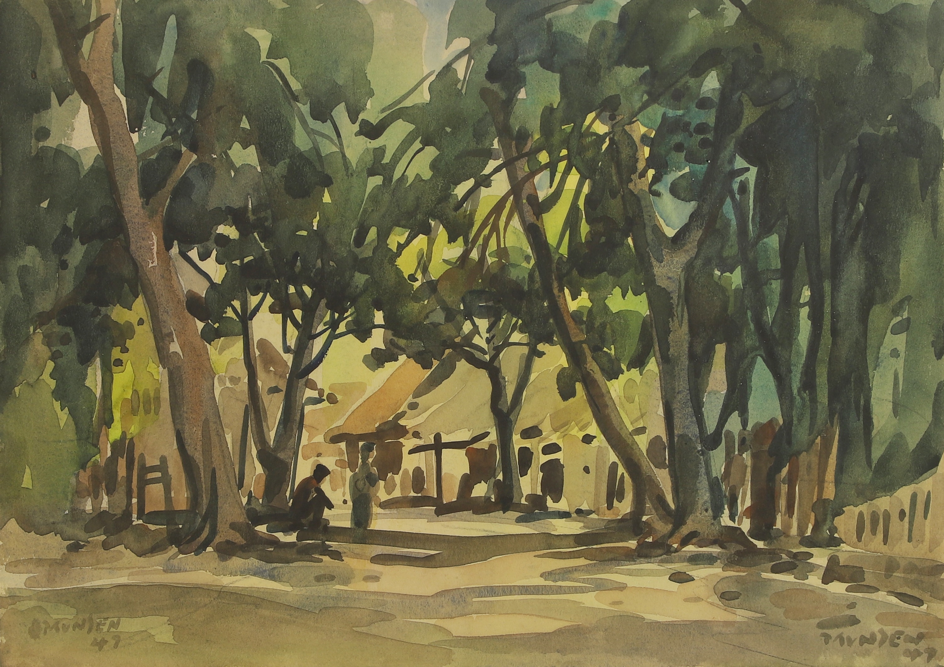 Artwork by Yong Mun Sen, Forest village, Made of Watercolour