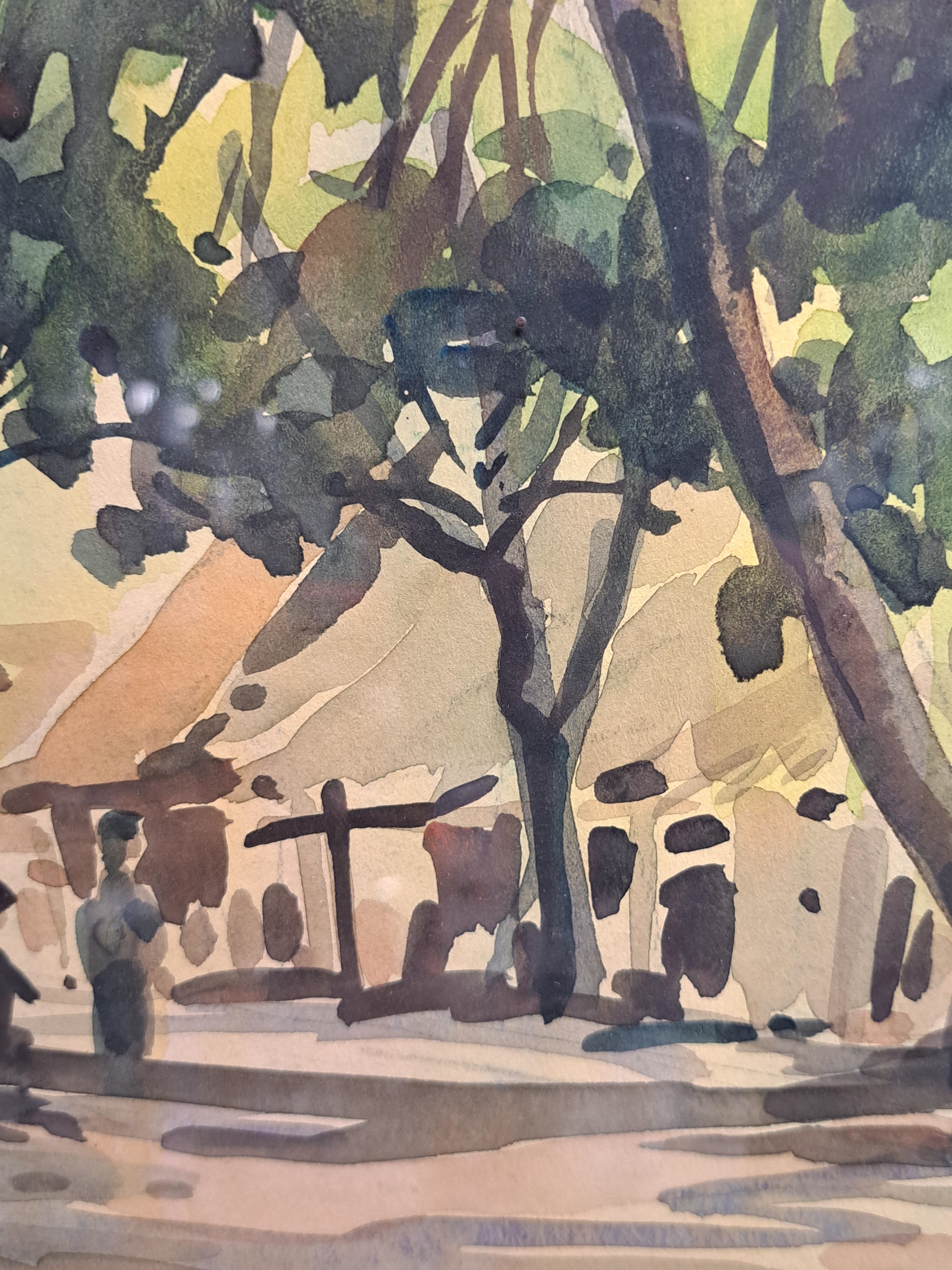 Artwork by Yong Mun Sen, Forest village, Made of Watercolour
