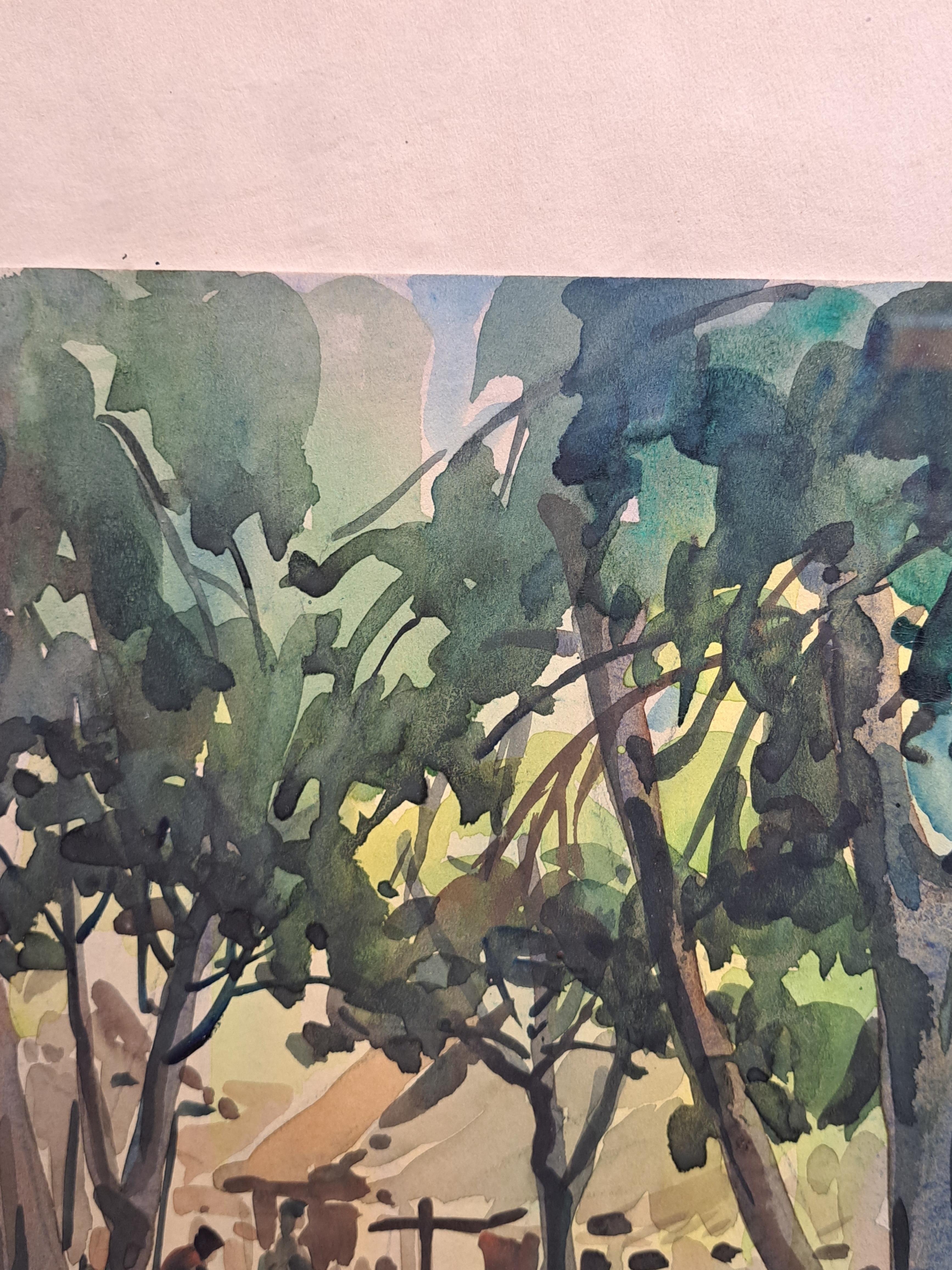 Artwork by Yong Mun Sen, Forest village, Made of Watercolour