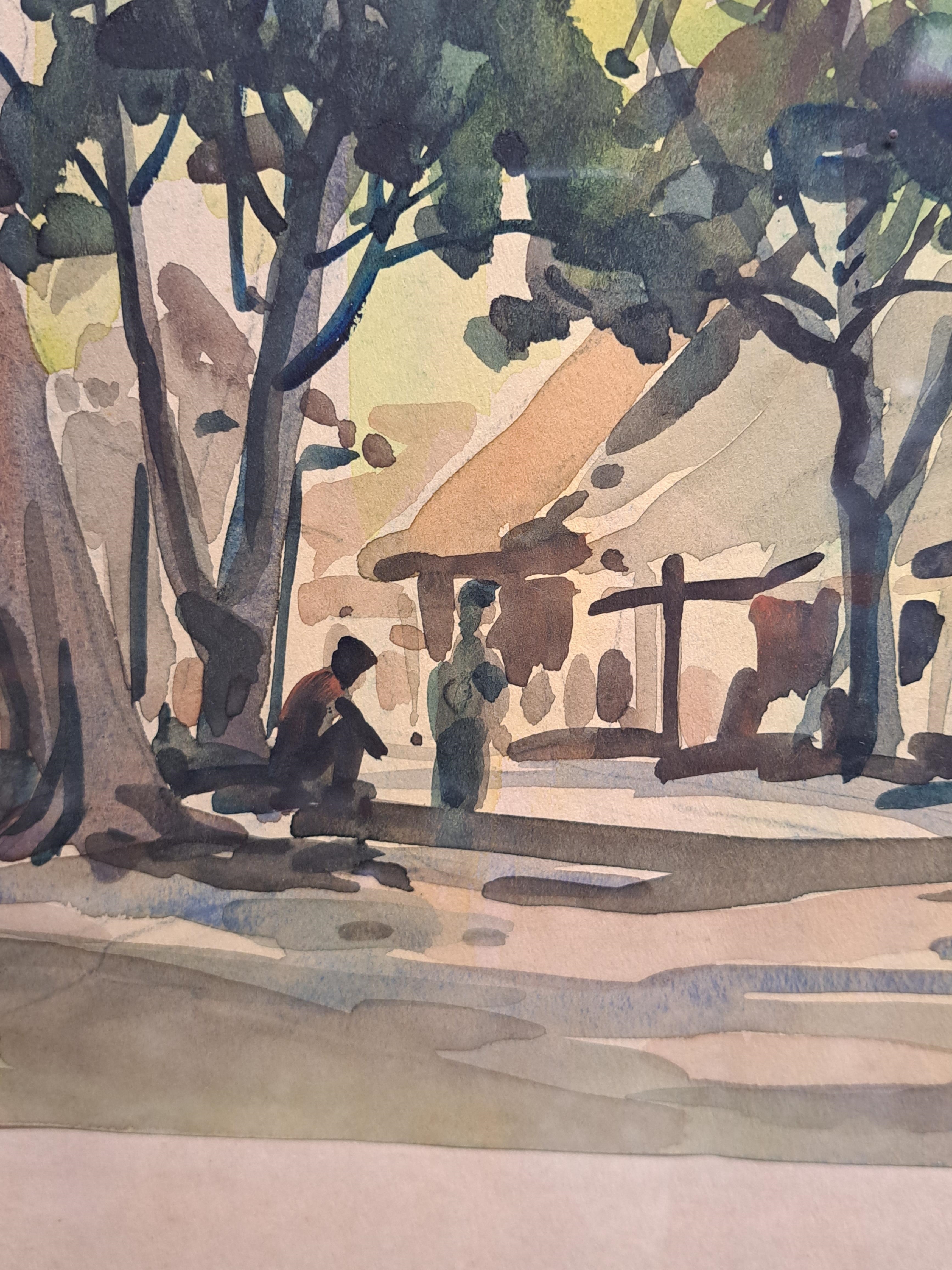 Artwork by Yong Mun Sen, Forest village, Made of Watercolour