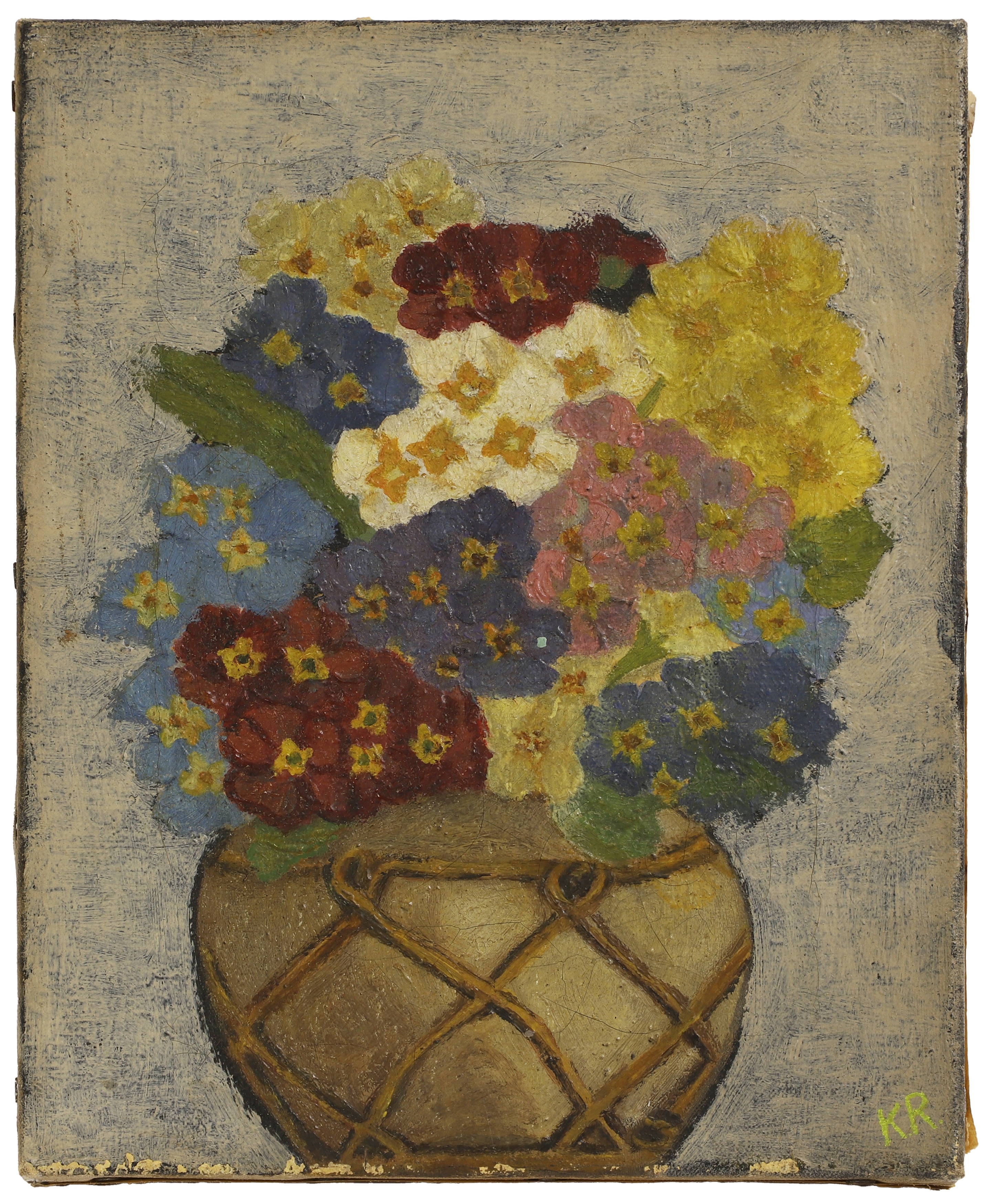 Kenneth Rowntree | Still life of a pot of primroses | MutualArt