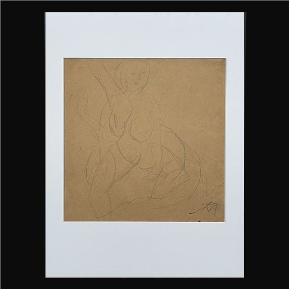 Sitzender, weiblicher Akt by Otto Dix, um 1919