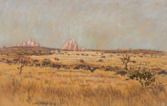 Grassy Landscape with Mountains in the Distance - Johannes Blatt