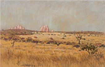 Grassy Landscape with Mountains in the Distance - Johannes Blatt