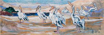 Pelicans in a Landscape - Johannes Blatt