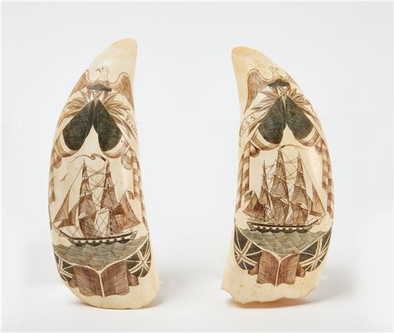 Pair of scrimshaw teeth
