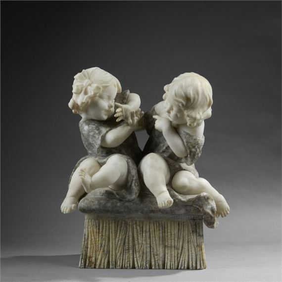 Two little girls playing - Gugliemo Pugi