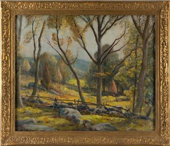 Landscape with a split-rail fence - Albertus Eugene Jones