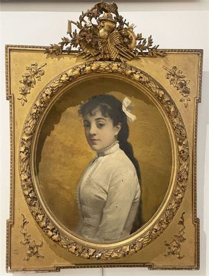 Portrait of a young girl by Alexandre Serres, 1888