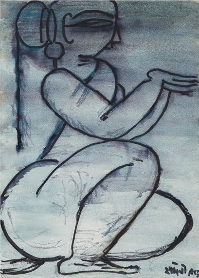 Untitled (Woman with Hands Out by Jamini Roy