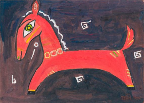 Untitled (Red Horse - Jamini Roy