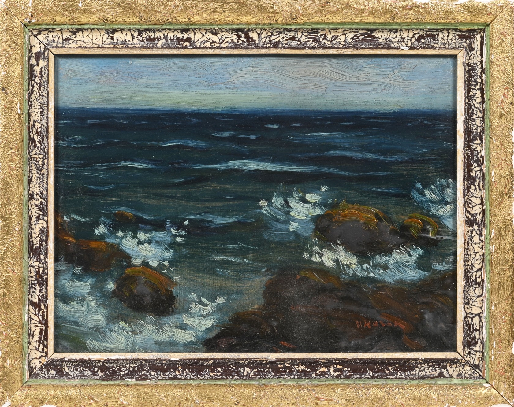 Artwork by V. Kozák, ʴǲřží, Made of oil on cardboard