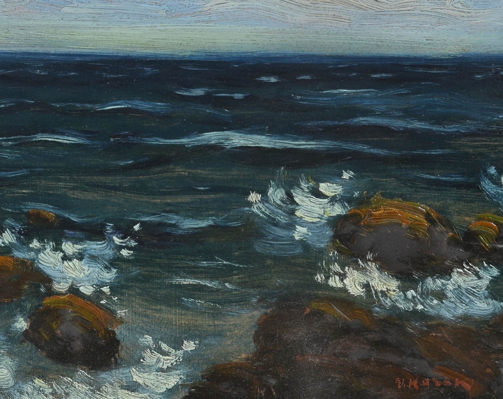 Artwork by V. Kozák, ʴǲřží, Made of oil on cardboard