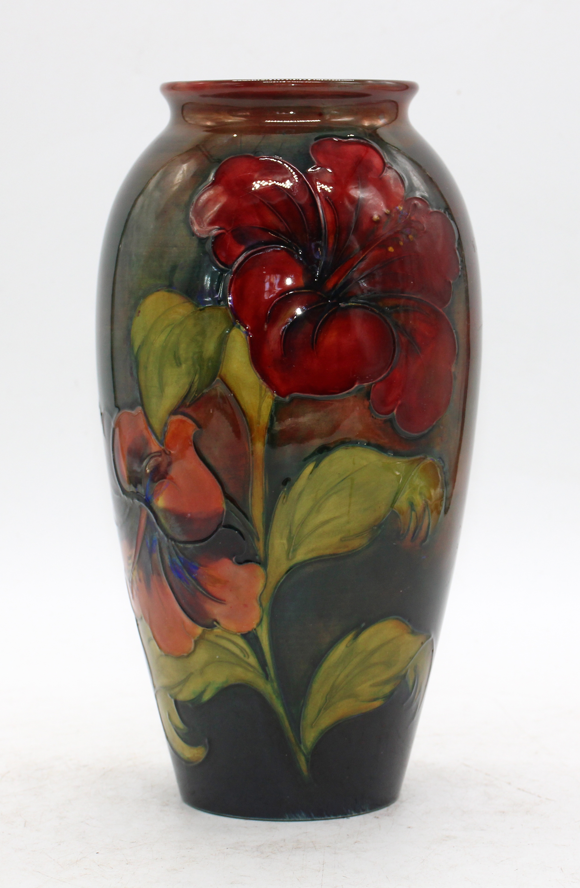 Walter Moorcroft | Rare Walter Moorcroft flambe HIBISCUS pattern vase ...