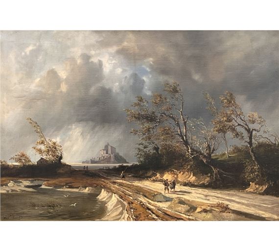 Paysage du Mont Saint-Michel, fin d'orage by Paul-Auguste Godfroy