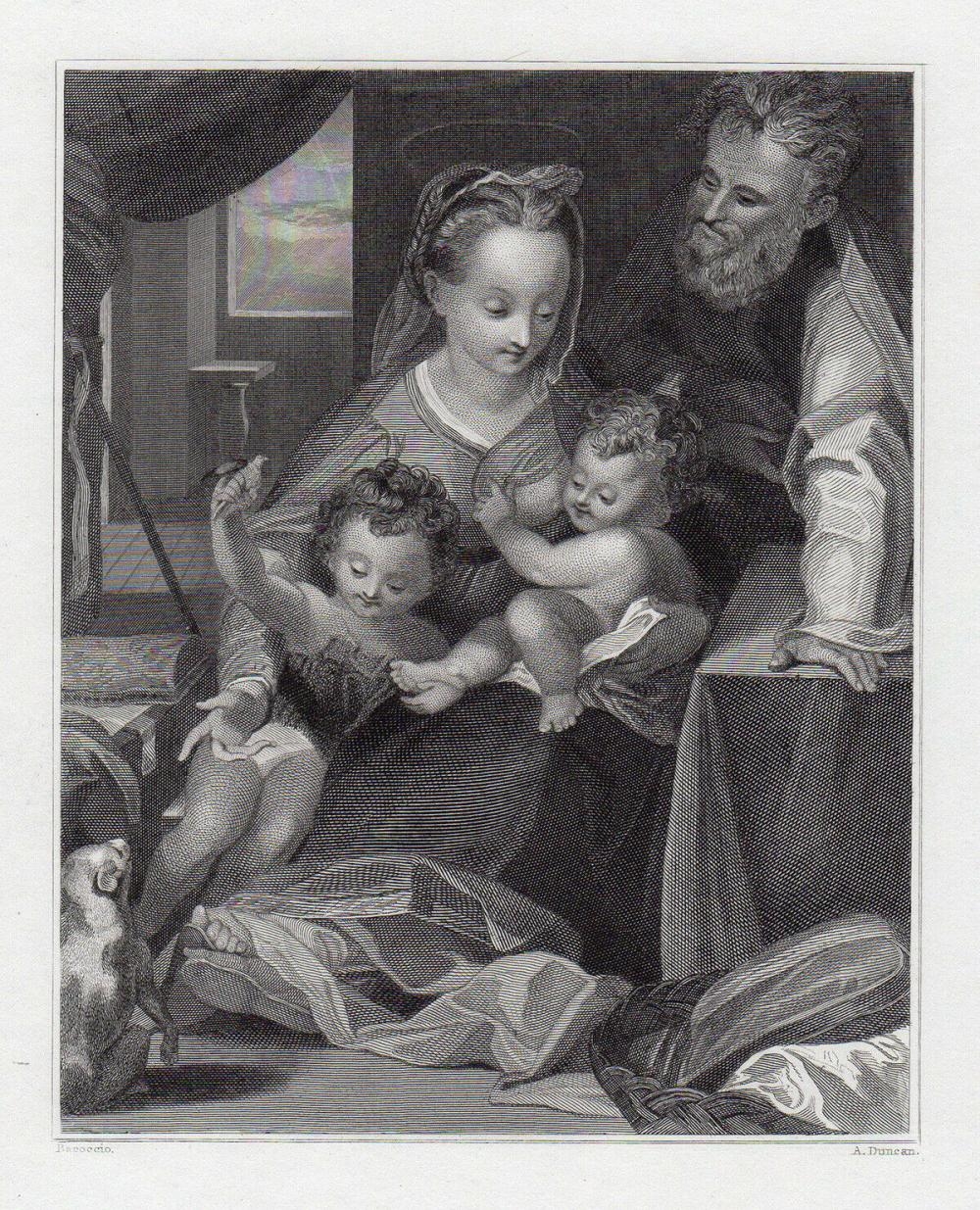 Artwork by Federico Barocci, A. Duncan, Holy Family (Madonna of the Cat) (Madonna del Gatto, Made of Engraving
