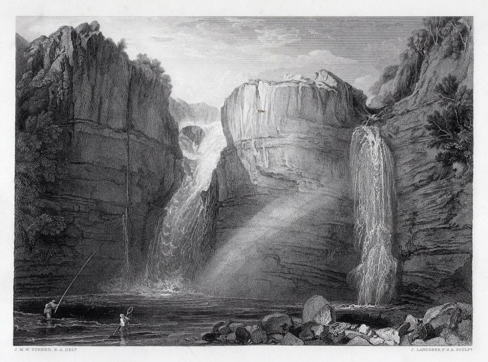 Artwork by Joseph Mallord William Turner, John Landseer, High Force or Fall of Tees, Made of Antique Engraving On Wove Paper