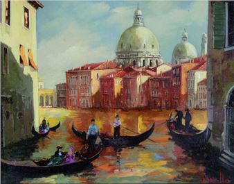 Venetian Canal Scene - Mario Gianello