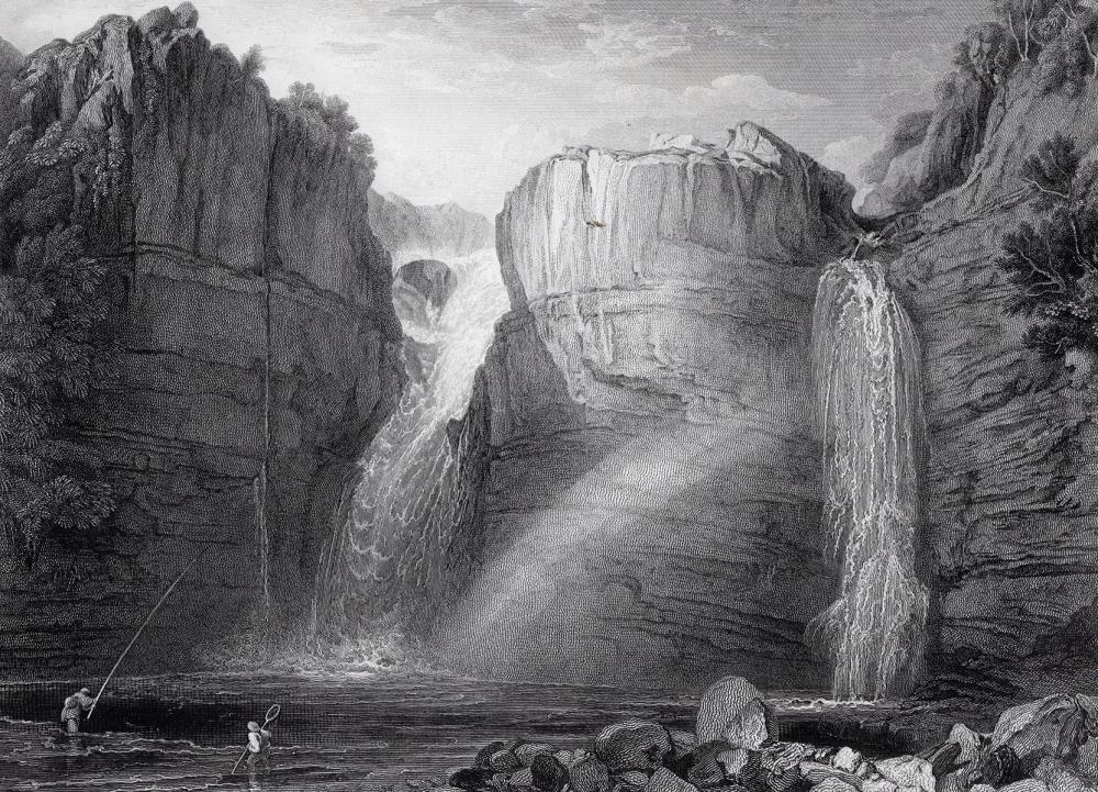 Artwork by Joseph Mallord William Turner, John Landseer, High Force or Fall of Tees, Made of Antique Engraving On Wove Paper