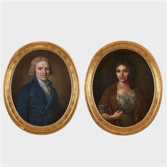 Ett par porträtt föreställande Johannes Hazelius (1758-1828) och hans maka Lovisa Dorotea Hazelius, född Keyser (1771-1850) - Lorens Pasch
