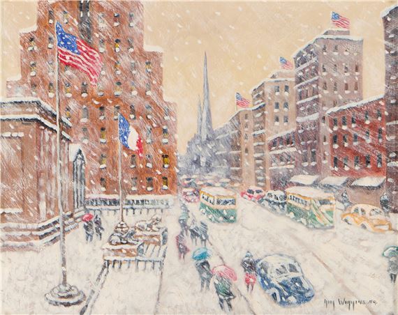 Guy Carleton Wiggins | The Library in Winter | MutualArt