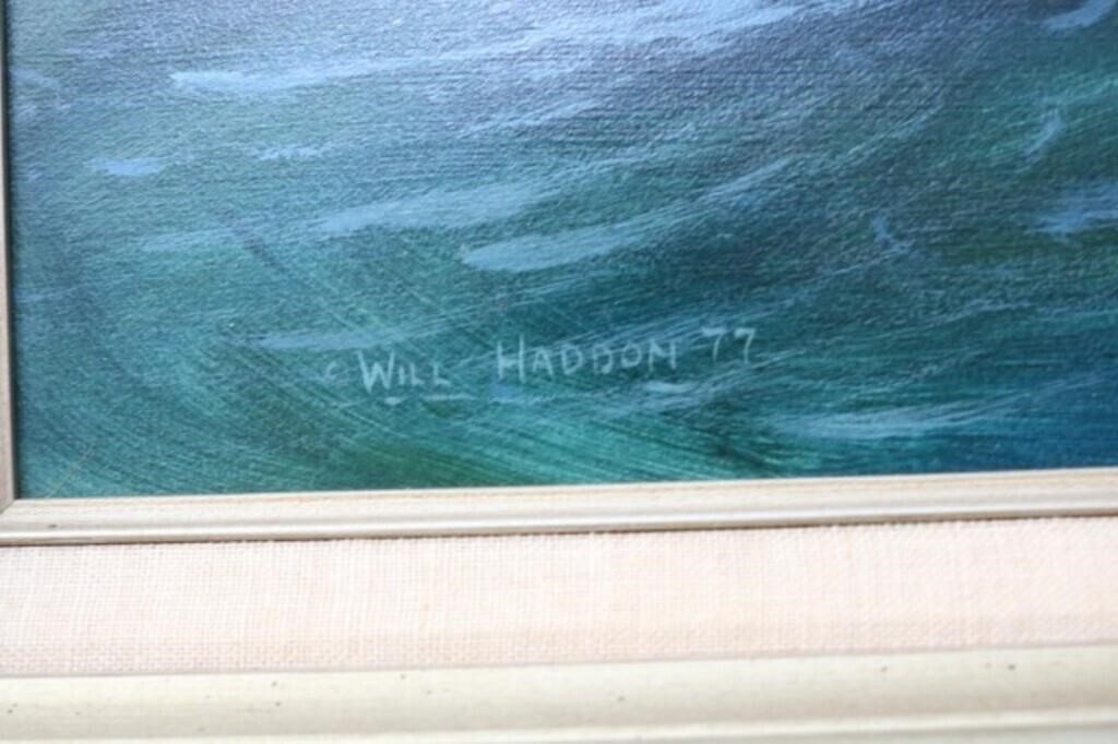 Artwork by Wellford N Will Haddon, SHIP IN ROUGH SEAS, Made of Oil On Masonite