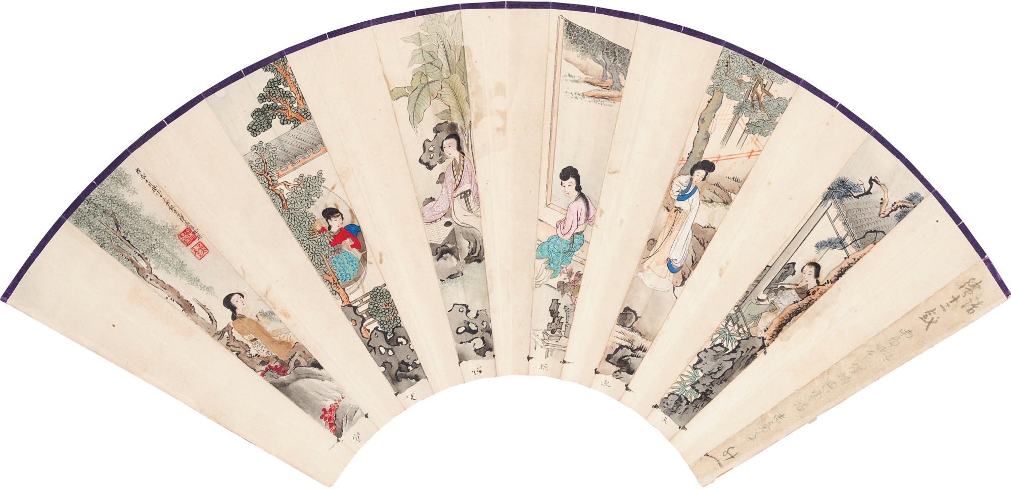 Artwork by Xu Cao, Twelve Beauties, Made of ink and colour on paper