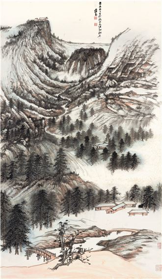 Scenery of the Walensee by Zhang Daqian, dated 1961