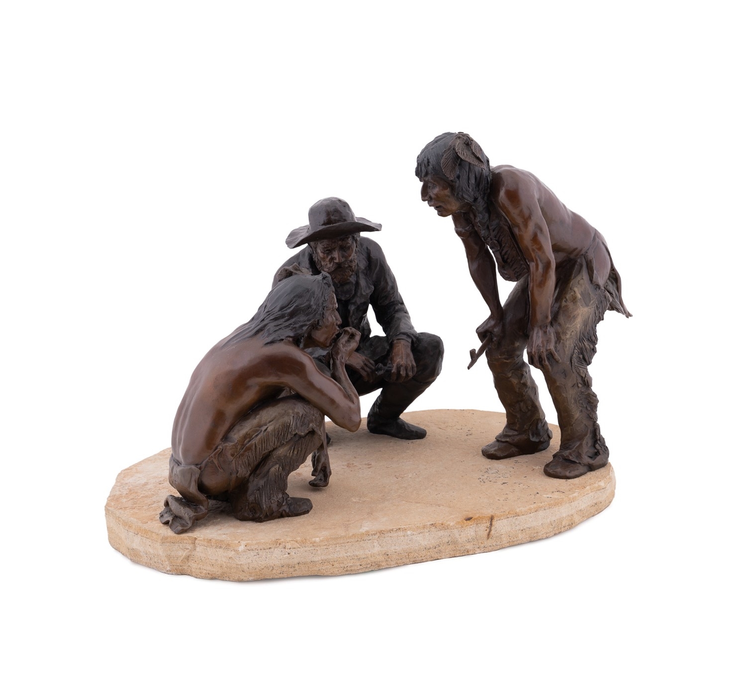 Artwork by Glenna Goodacre, White Man's Peace Pipe, Made of Patinated Bronze