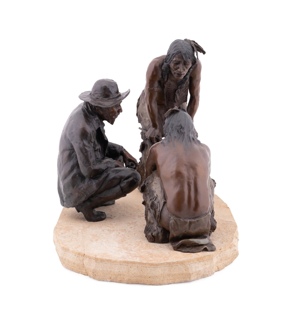 Artwork by Glenna Goodacre, White Man's Peace Pipe, Made of Patinated Bronze