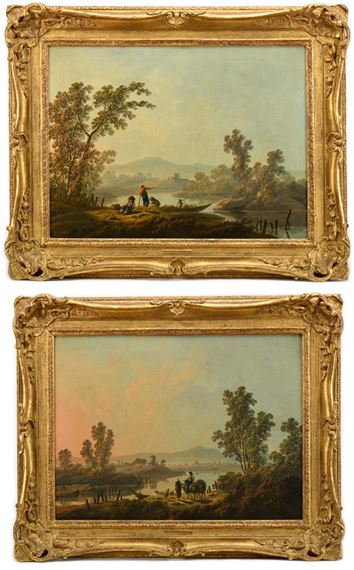 Jean Baptiste Pillement | Landscapes with figures and animals near the ...