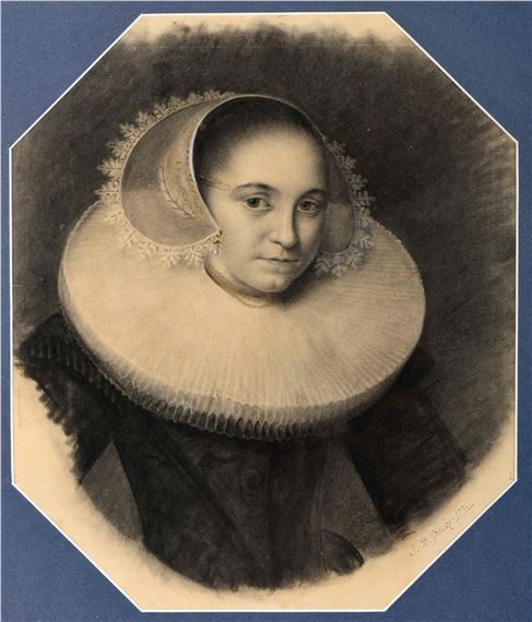 Portrait of a young lady by Jean-Baptiste Greuze, French School, 1770