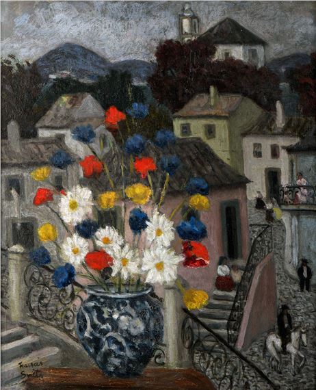 Untitled (View of village with flower pot) - Francis Smith