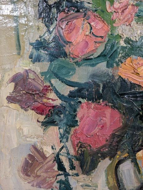 Artwork by Gabriel Dauchot, Bouquet de roses, Made of Oil On Canvas