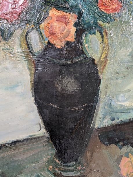 Artwork by Gabriel Dauchot, Bouquet de roses, Made of Oil On Canvas